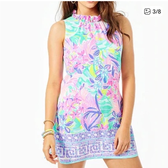 Lilly Pulitzer Adalina Ruffle Romper Women’s Dress/Romper - Pink, Green, Purple - Picture 2 of 8